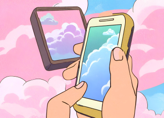 Smartphone vor Wolken